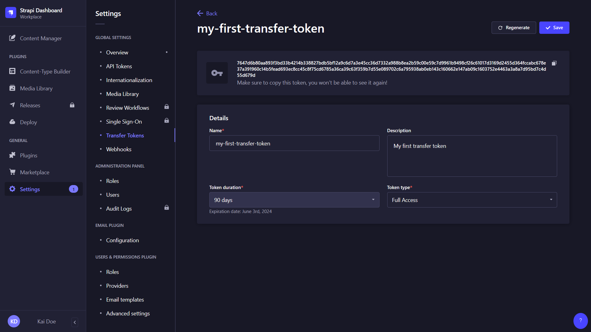 Custom Transfer Token